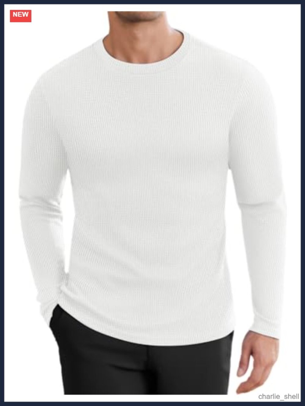 Men's Waffle Knit Long Sleeve Crewneck Thermal Shirt